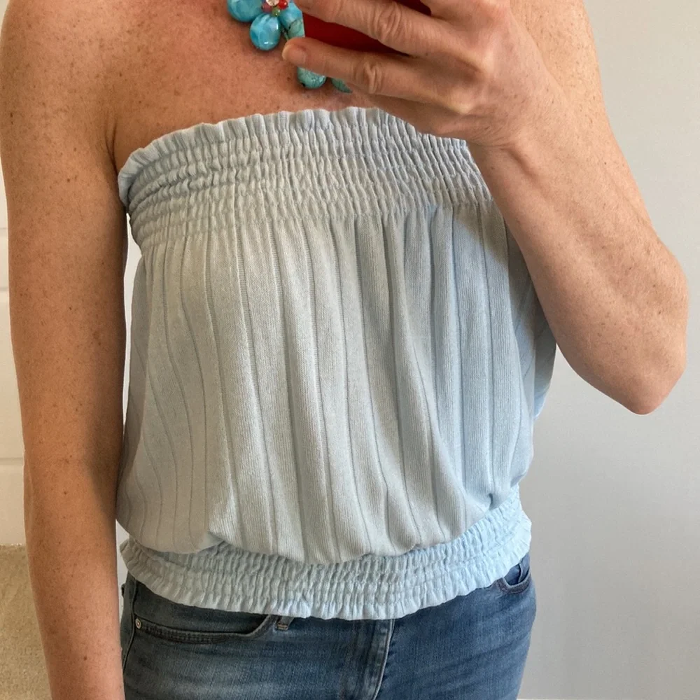Light Blue Ribbed Tube Top - Picture 6 of 7